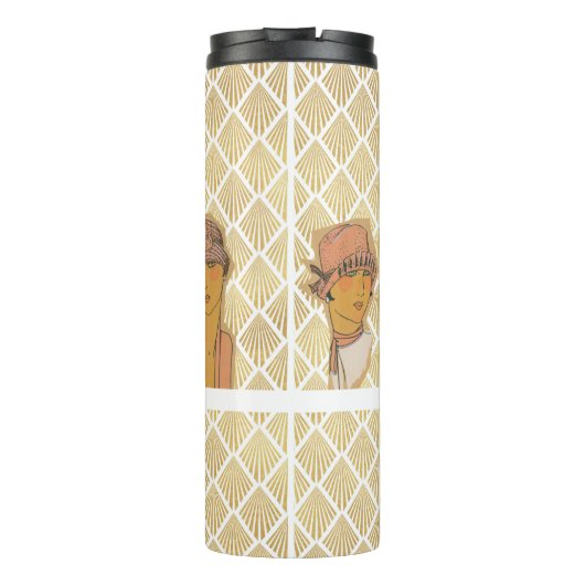 Pariser Flapper-Mode im Art-Déco-Stil Thermosbecher (Rückseite)