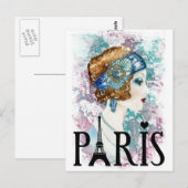 Pariser Französin im Flapper-Stil Postkarte (Vorne/Hinten)