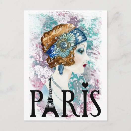 Pariser Französin im Flapper-Stil Postkarte (Vorderseite)