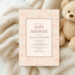 Pariser Französisch Paris Toile Babyparty Einladung