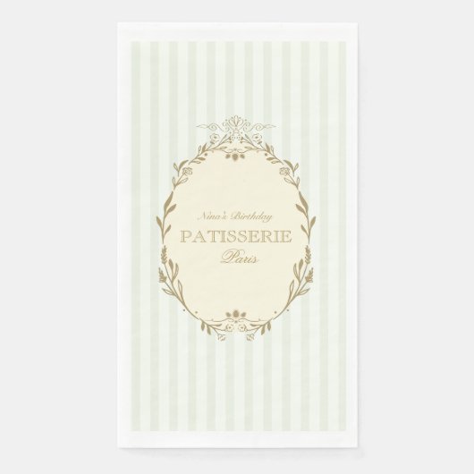 Pariser Französische Patisserie Vintage Party Grün Serviette (Vorderseite)