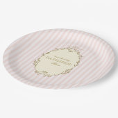 Pariser Französische Patisserie Vintage Party Rosa Pappteller (Schrägansicht)
