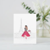 Pariser Frau am Eiffelturm Postkarte (Stehend Vorderseite)
