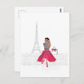 Pariser Frau am Eiffelturm Postkarte (Vorne/Hinten)