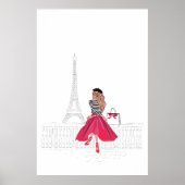 Pariser Frau vor dem Eiffelturm, Paris Poster (Vorne)