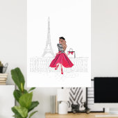 Pariser Frau vor dem Eiffelturm, Paris Poster (Heimbüro)