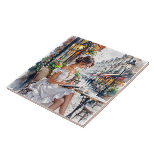 Pariser Frauen Elegante: Pariser Café Street Fliese