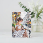 Pariser Frauen Elegante: Pariser Café Street Postkarte (Stehend Vorderseite)