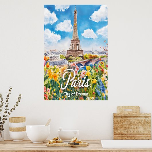 Pariser Frühling: Eiffelturmblüte Poster (Küche)