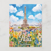 Pariser Frühling: Eiffelturmblüte Postkarte (Vorderseite)