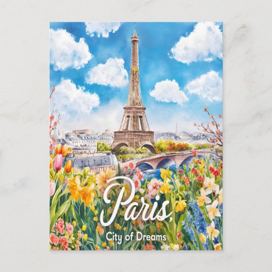 Pariser Frühling: Eiffelturmblüte Postkarte (Vorderseite)
