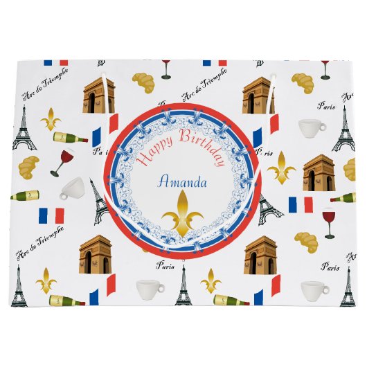 Pariser Geburtstag Große Geschenktüte (Vorderseite)