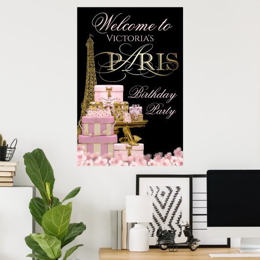 Pariser Geburtstagsfeier Begrüßungszeichen Poster (Heimbüro)