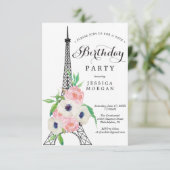 Pariser Geburtstagsparty Einladungs-Karte Eiffeltu Einladung (Stehend Vorderseite)