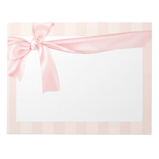 Pariser Girl Pink Streifen & Light Pink Bow Notizblock (Vorderseite)