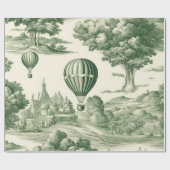 Pariser Grün Toile-Dorf-Ballon-Muster Geschenkpapier (Flach)