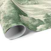 Pariser Grün Toile-Dorf-Ballon-Muster Geschenkpapier (Rolleneckpunkt)