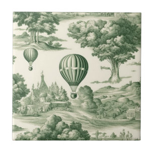 Pariser Grünes Toile-Dorf-Ballon-Muster Fliese