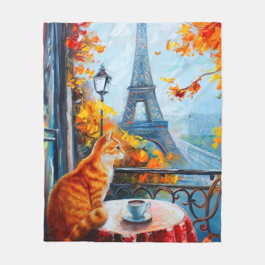 Pariser Herbst | Ginger Cat im Café Fleecedecke (Vorderseite)