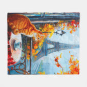 Pariser Herbst | Ginger Cat im Café Fleecedecke (Vorderseite (Horizontal))