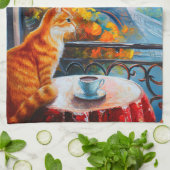 Pariser Herbst | Ginger Cat im Café Geschirrtuch (Gefaltet)