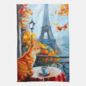 Pariser Herbst | Ginger Cat im Café Geschirrtuch (Vertikal)