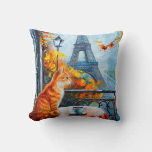 Pariser Herbst Ginger Cat im Café Kissen