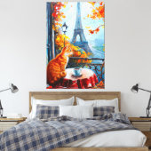 Pariser Herbst | Ginger Cat im Café Leinwanddruck (Insitu (Schlafzimmer))