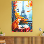 Pariser Herbst | Ginger Cat im Café Leinwanddruck (Insitu (Wohnzimmer))