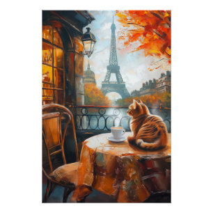 Pariser Herbst Ginger Cat im Café Poster