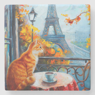 Pariser Herbst Ginger Cat im Café Steinuntersetzer