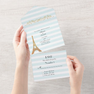 Pariser Hochzeit All In One Einladung
