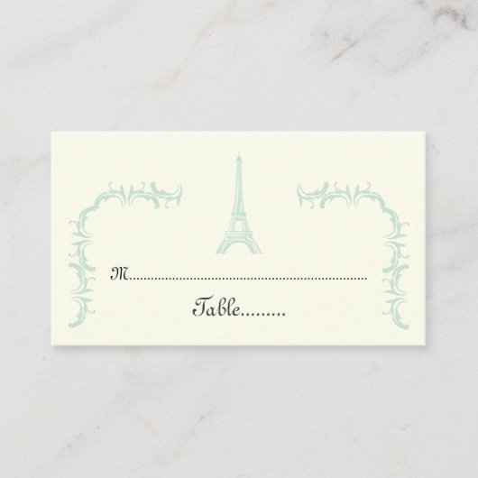 Pariser Hochzeit Eiffelturm Minze, Elfenbeinküste Platzkarte (Vorderseite)