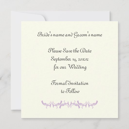 Pariser Hochzeit lila Eiffelturm Save the Date (Rückseite)