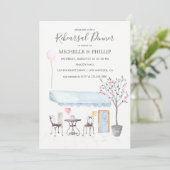 Pariser Hochzeit Probe Abendessen Wasserfarbe Einladung (Stehend Vorderseite)