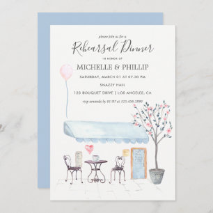 Pariser Hochzeit Probe Abendessen Wasserfarbe Einladung