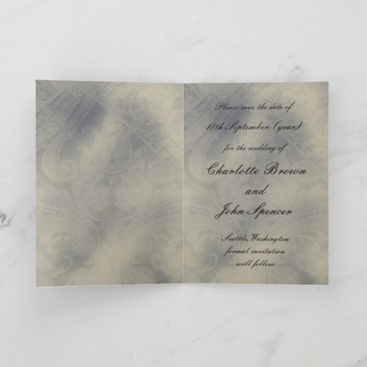 Pariser Hochzeit spart das Datum Ankündigung (Innenseite)