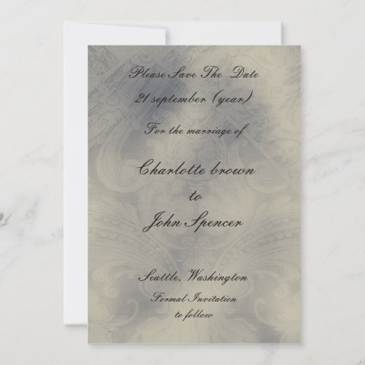 Pariser Hochzeit spart das Datum Save The Date (Rückseite)