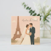 Pariser Hochzeitseinladung | Eleganter Eiffelturm Save The Date (Stehend Vorderseite)