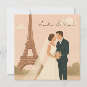 Pariser Hochzeitseinladung   Eleganter Eiffelturm Save The Date