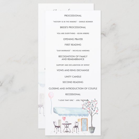 Pariser Hochzeitsfeier Programm (Vorne/Hinten)