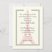 Pariser Hochzeitsfeier Rosa Eiffelturm Einladung (Vorderseite)