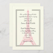 Pariser Hochzeitsfeier Rosa Eiffelturm Einladung (Vorne/Hinten)