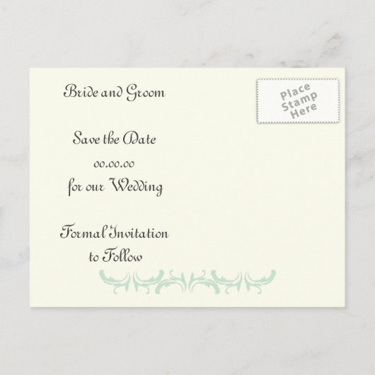 Pariser Hochzeitsminze Eiffelturm Save the Date Ankündigungspostkarte (Rückseite)