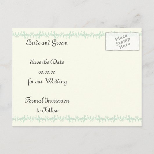 Pariser Hochzeitsminze Eiffelturm Save the Date Ankündigungspostkarte (Rückseite)