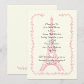 Pariser Hochzeitsrosa Eiffelturm Brautparty Einladung (Vorne/Hinten)