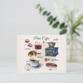 Pariser Kaffee- und Gebäckillustration Postkarte (Stehend Vorderseite)