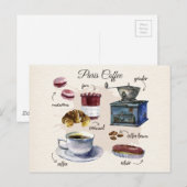 Pariser Kaffee- und Gebäckillustration Postkarte (Vorne/Hinten)