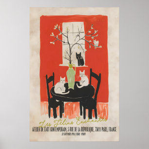 Pariser Katzenkunst Druck Les Chats Enchantés Poster