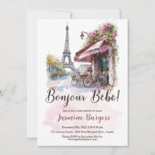 Pariser Kinderdusche Einladung - Bonjour Bebe (Vorderseite)